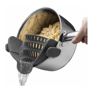 Silicone Clip-On Colander, Heat Resistant Drainer for Vegetables